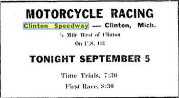 Clinton Race Track - Sept 1958 (newer photo)